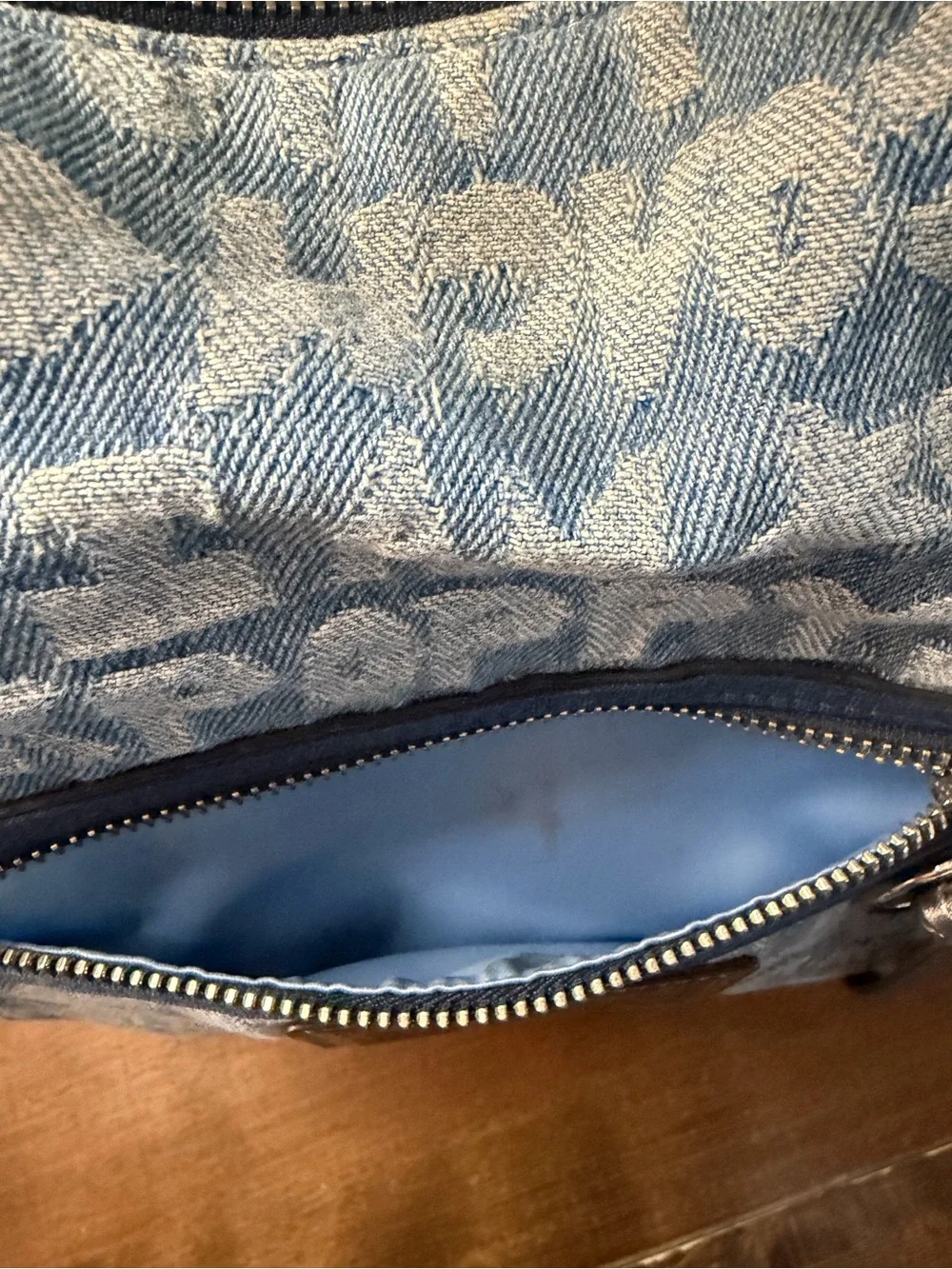 Coach Glam Denim Poppy Tote & Wristlet